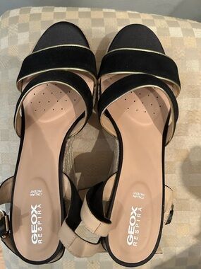 Geox Black and Beige Dual-Strap Women's Sandals